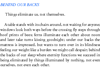 "Behind Our Backs" Poem