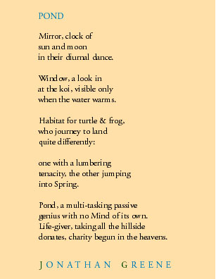 Jonathan Greene "Pond" Poem